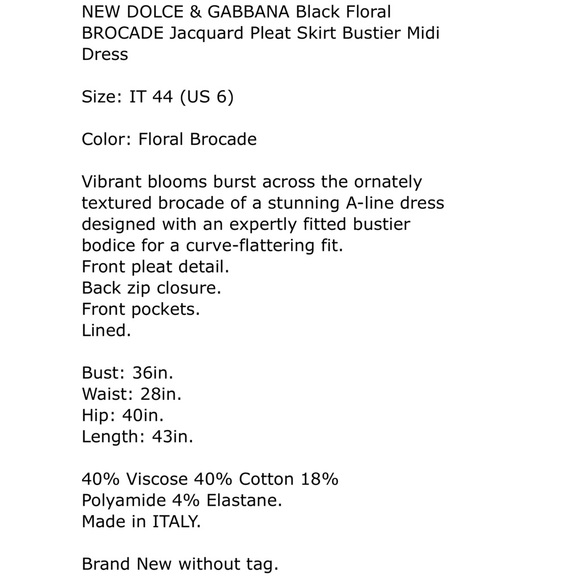 DOLCE & GABBANA Floral BROCADE Bustier Dress 44/6 - Picture 13 of 13